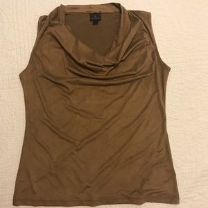 Worthington- Beige Cowl Neck, Sleeveless Blouse